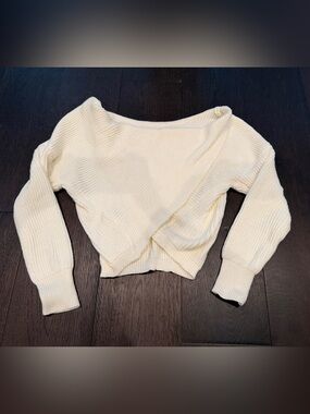 SHEIN Cream Off-Shoulder Ribbed Knit Sweater